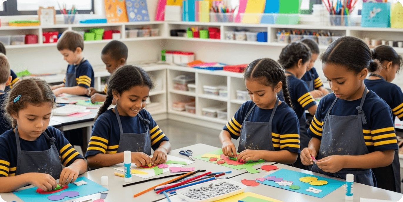 Children engaged in creative arts activities