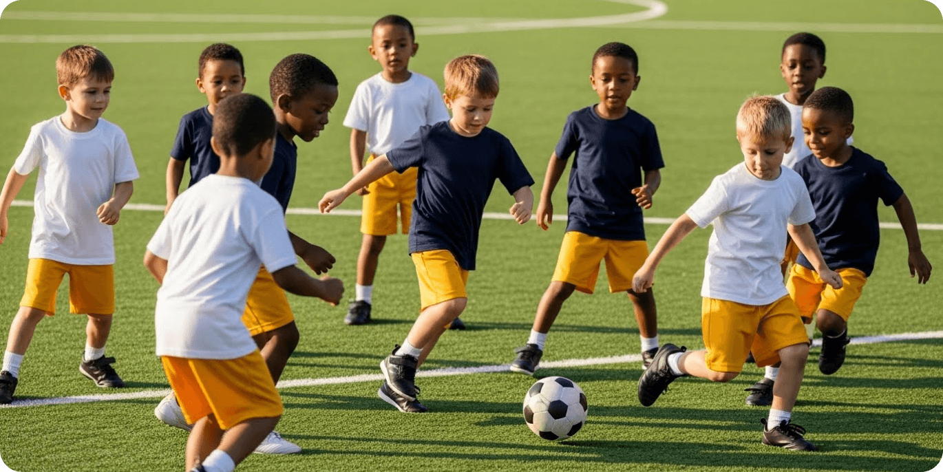 Children playing sports and physical activities