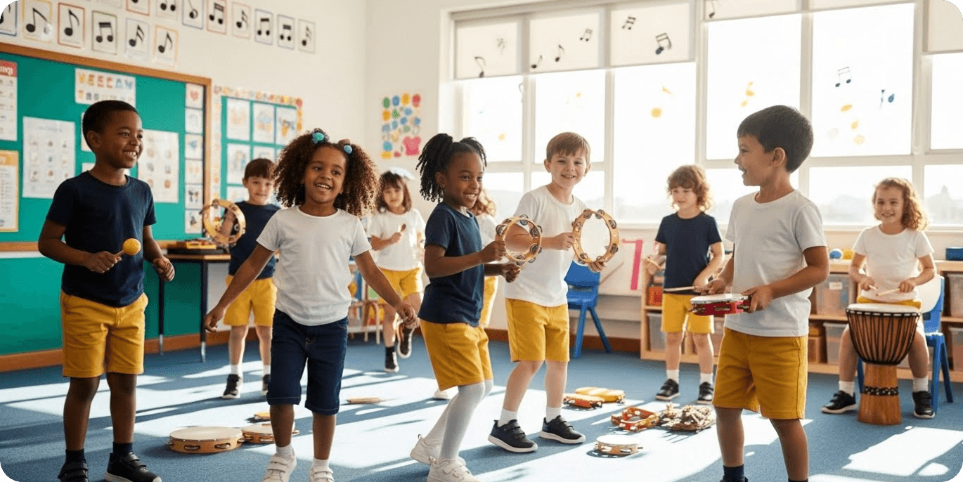 Children participating in music and movement activities
