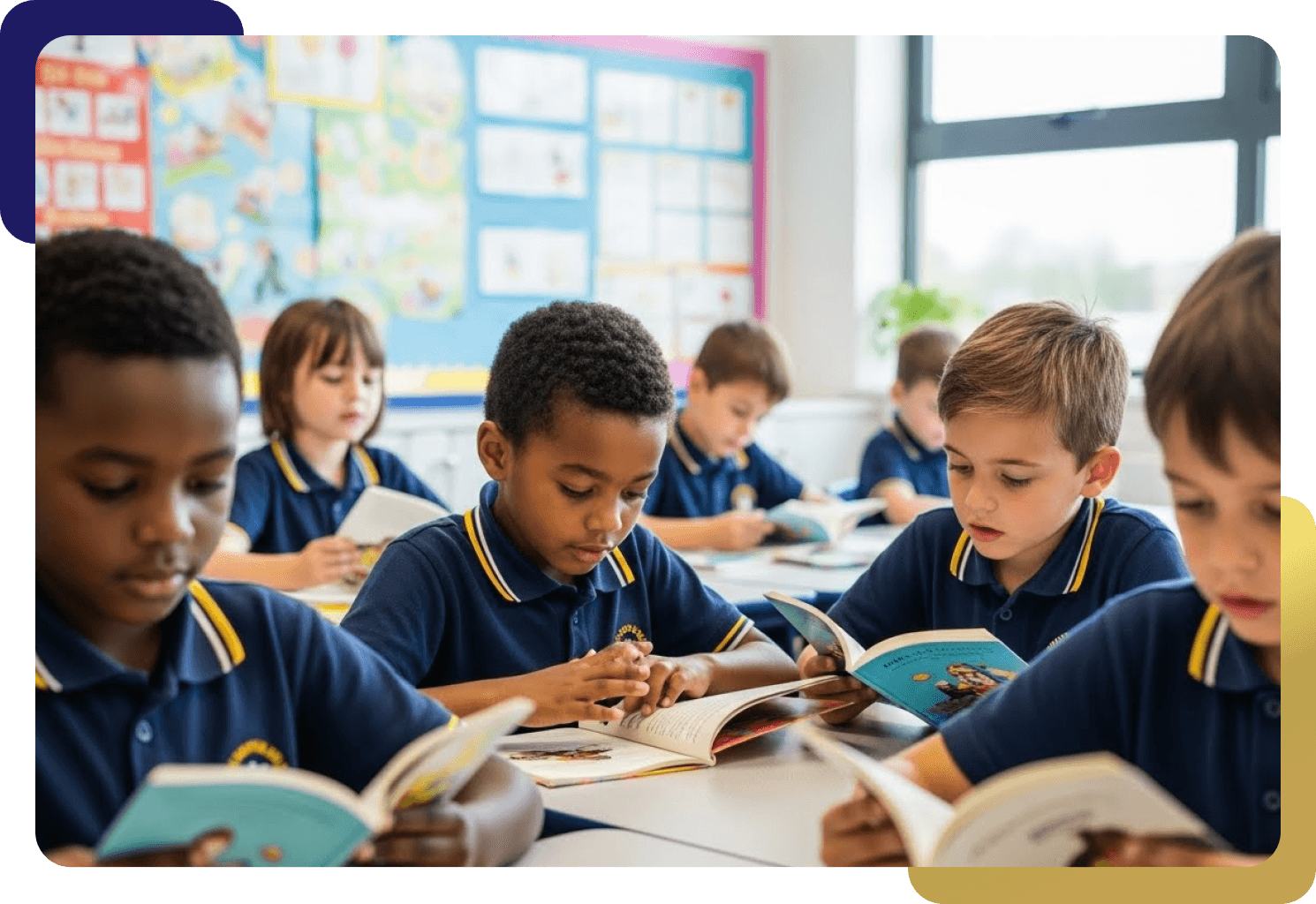 Teachers teaching students in classroom