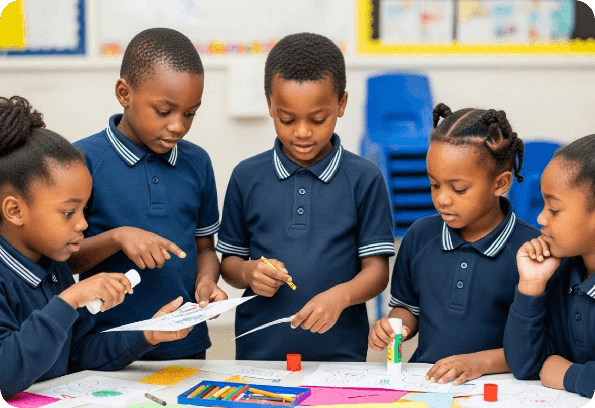 Students working on creative projects